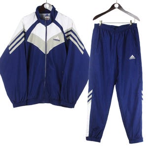 vintage ADIDAS tracksuit Size XL oversize retro sport clothing 90&#39;s Germany athletic suit authentic men&#39;s blue small logo Jacket Pants