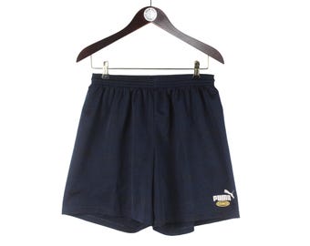 Pantalones cortos vintage PUMA King talla XL para hombre, ropa deportiva retro, ropa deportiva auténtica, ropa deportiva de verano, estilo atlético retro de los años 90, azul marino, para correr.