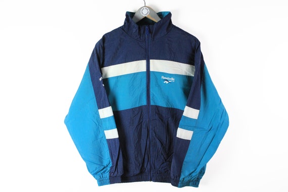 vintage REEBOK Track Jacket Size M blue authentic… - image 1