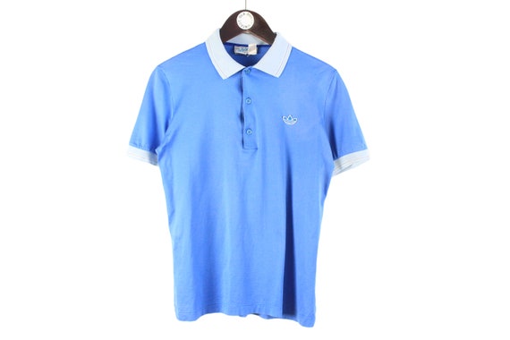 vintage ADIDAS Polo T-Shirt tennis blue small log… - image 1