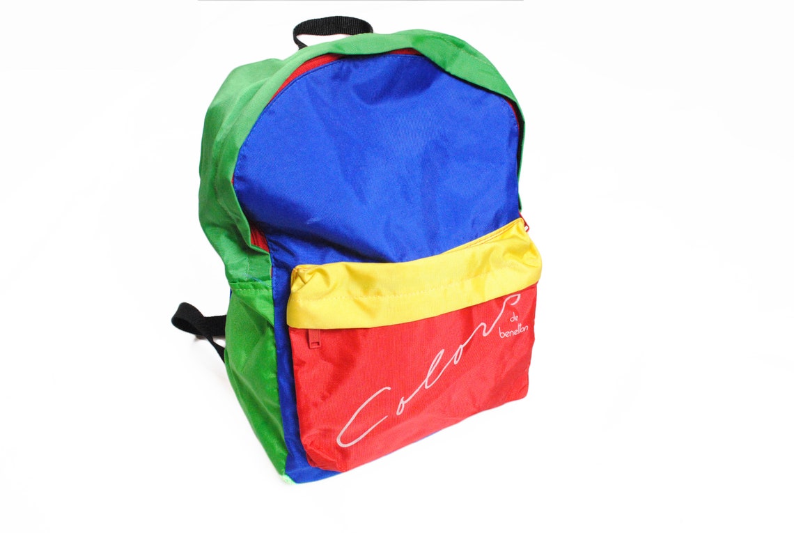 Vintage UNITED COLORS of backpack multicolor rare Etsy