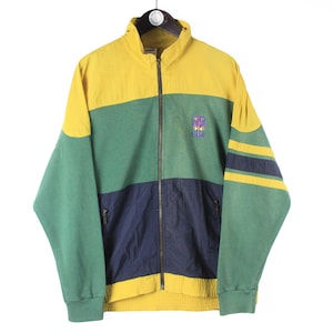 Vintage PUMA Trainingsjacke Größe M/L authentische multicolor Retro Rave 90s wear style Streetwear sportliche Oversize Herren Jacke mit durchgehendem Reißverschluss