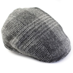 vintage HARRIS TWEED Newsboy wool Flat Cap Cabbie baker boy 504 Style Contour Fitted Beret retro hip hop UK gray hat authentic one size image 1