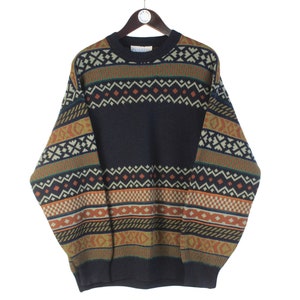 vintage GIVENCHY Sweater Size XL men&#39;s abstract pattern wool retro knitted luxury long sleeve jumper crewneck 90&#39;s pullover multicolor