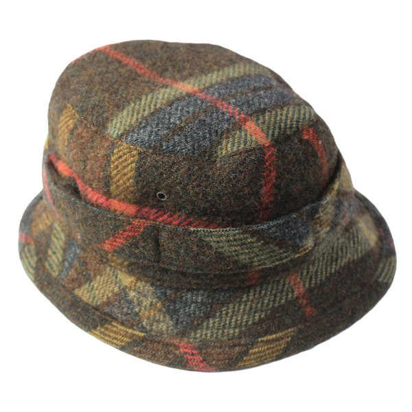 vintage BOGNER Wool Bucket Hat authentic style casual men's hunting accessories plaid pattern style headwear fit tyrolean buntal 90's