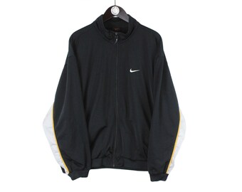 Vintage Nike Track Jacket Authentic Size XL Black Retro Rave Windbreaker Sport Style Running Streetwear Big Logo Classic Athletic Wear