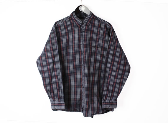vintage BURBERRYS shirt plaid Size L authentic ra… - image 1