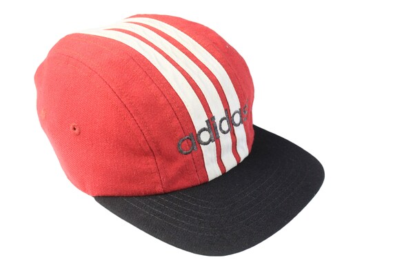 Vintage ADIDAS Big Logo Cap Red Black Athletic Hat Collection