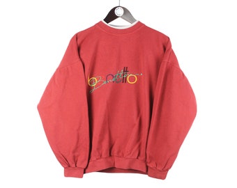 vintage UNITED COLORS of BENETTON sweatshirt Size S men&#39;s 90s 80s unisex men&#39;s red bright big logo basic crewneck jumper rare casual wear