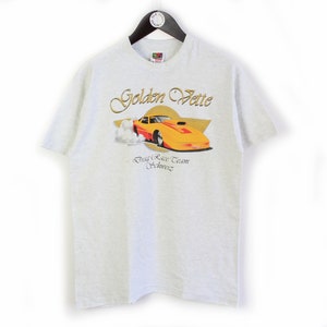 vintage GOLDEN VETTE Drag Race Team Schweiz T-Shirt men&#39;s Size men&#39;s M big logo authentic tee rare retro 90s racing sport car basic gray