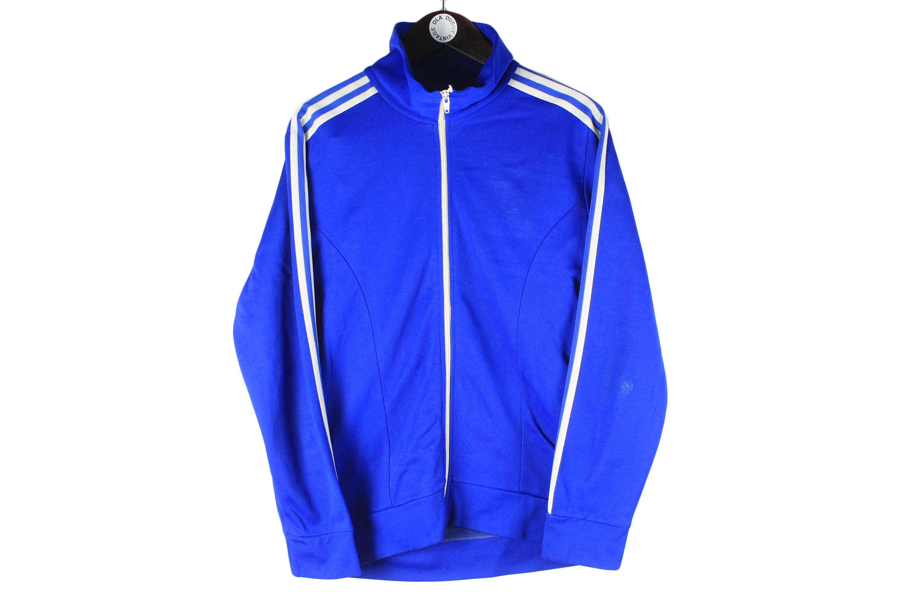 Vintage ADIDAS Track Jacket Authentic Blue White Strips Rare Retro 80s Athletic Men s Size M Classic Style Full Zip Windbreaker Etsy Ireland