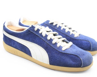 vintage PUMA Blue Bird Sneakers US 11 rare retro athletic shoes 90s classic trainers wear tie sport blue casual style running streetwear