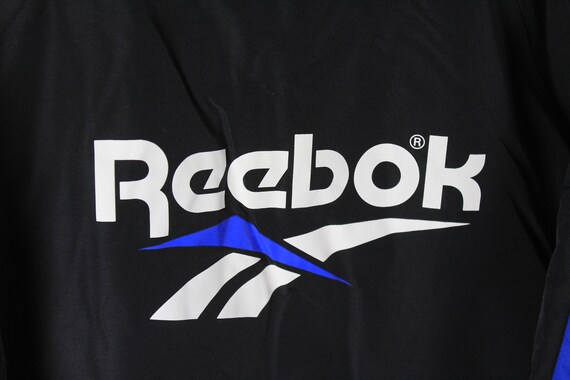 Vintage REEBOK Jacket Size XL Black White Blue Big Logo Authentic