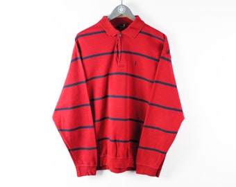 vintage YVES SAINT LAURENT men's Rugby Style Shirt sweatshirt 90's 80's retro authentic red long sleeve streetwear luxury jumper Size xxl