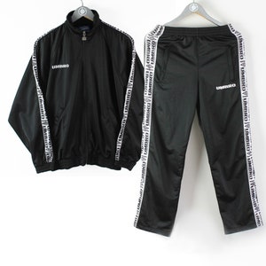 vintage UMBRO tracksuit Size XS/S black oversize retro hipster sport clothing 90s 80s authentic rare men&#39;s track suit jacket pants logo