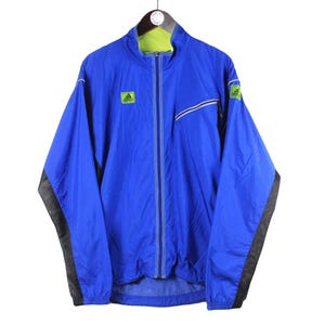 vintage ADIDAS Equipment Track Jacket Size L blue retro 90s Germany style rave athletic sport windbreaker full zip light wear big logo