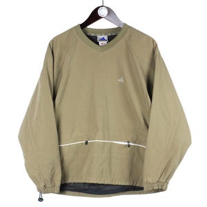 ヴィンテージ ADIDAS ゴルフ アノラック ジャケット サイズ レディース M ベージュ レトロ スポーツ クルーネック 90年代 ライトウェア スタイル アスレチック オーバーサイズ ラン ウィンドブレーカー