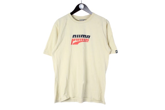 Vintage PUMA Authentic T-shirt Big Logo Athletic Tee Retro 90\'s Rare Size M  Sport Outfit Top Rave Beige Basic Style Outfit Cotton Crewneck - Etsy Norway
