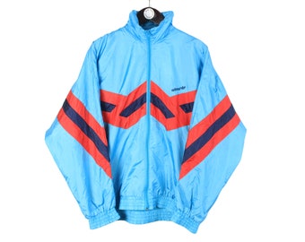 vintage ADIDAS Track Jacket Size L authentic blue retro hipster 90's originals classic Germany sport style athletic windbreaker full zip