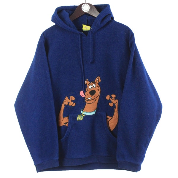 vintage SCOOBY-DOO Fleece Hoodie sweater Hanna Barbera Size S/M retro collection authentic 90's big logo warm winter navy blue embroidery