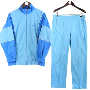 vintage ADIDAS tracksuit women&#39;s Size S/M retro hipster sport clothing 90&#39;s originals authentic athletic polyester suit streetwear blue