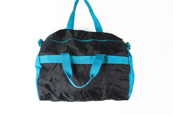 vintage ADIDAS Duffel travel bag black blue sport… - image 5