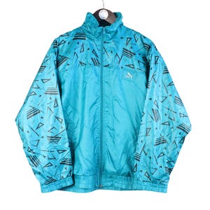 vintage PUMA track jacket Size men&#39;s S oversized authentic blue rare retro rave full zip 90&#39;s windbreaker training streetwear clothing