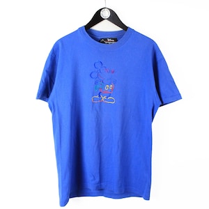 vintage MICKEY MOUSE Disney World authentic t-shirt wear Size L blue rare retro collection hipster 90s 80s cartoon embroidery big logo Store