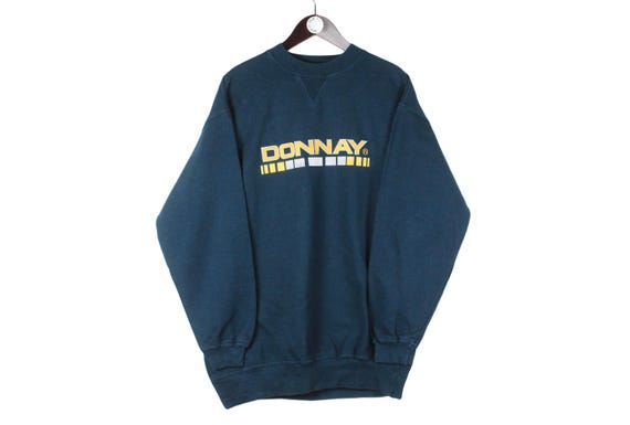 Sweat Vintage Homme Années 90 - Bleu évasé - Col Ras Du Cou - Taille S - Sweater Shop