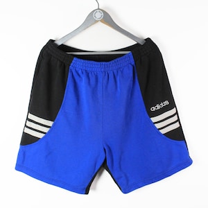vintage ADIDAS shorts cotton Size XL brand with the three strips authentic classic blue black logo 90s 80s sport Germany unique style summer