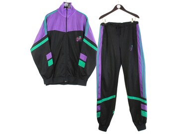 ADIDAS Tracksuit Black Purple Size XL Retro Sport - Etsy
