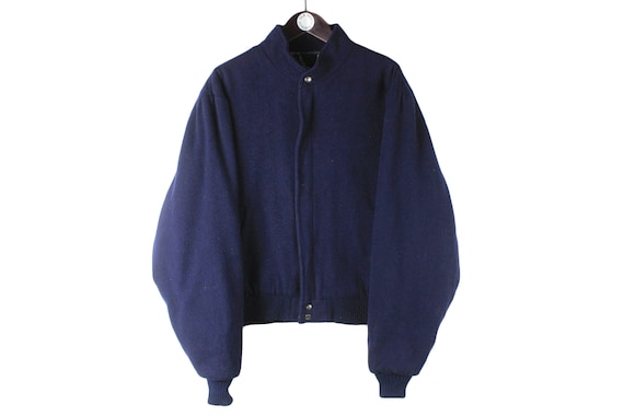vintage WOOLRICH Jacket Size XL navy blue wool me… - image 1