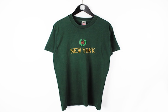 vintage NEW YORK USA Delta T-Shirt big embroidery logo authentic rare retro sport cotton tee Size Xl athletic wear 90s 80s outfit style red