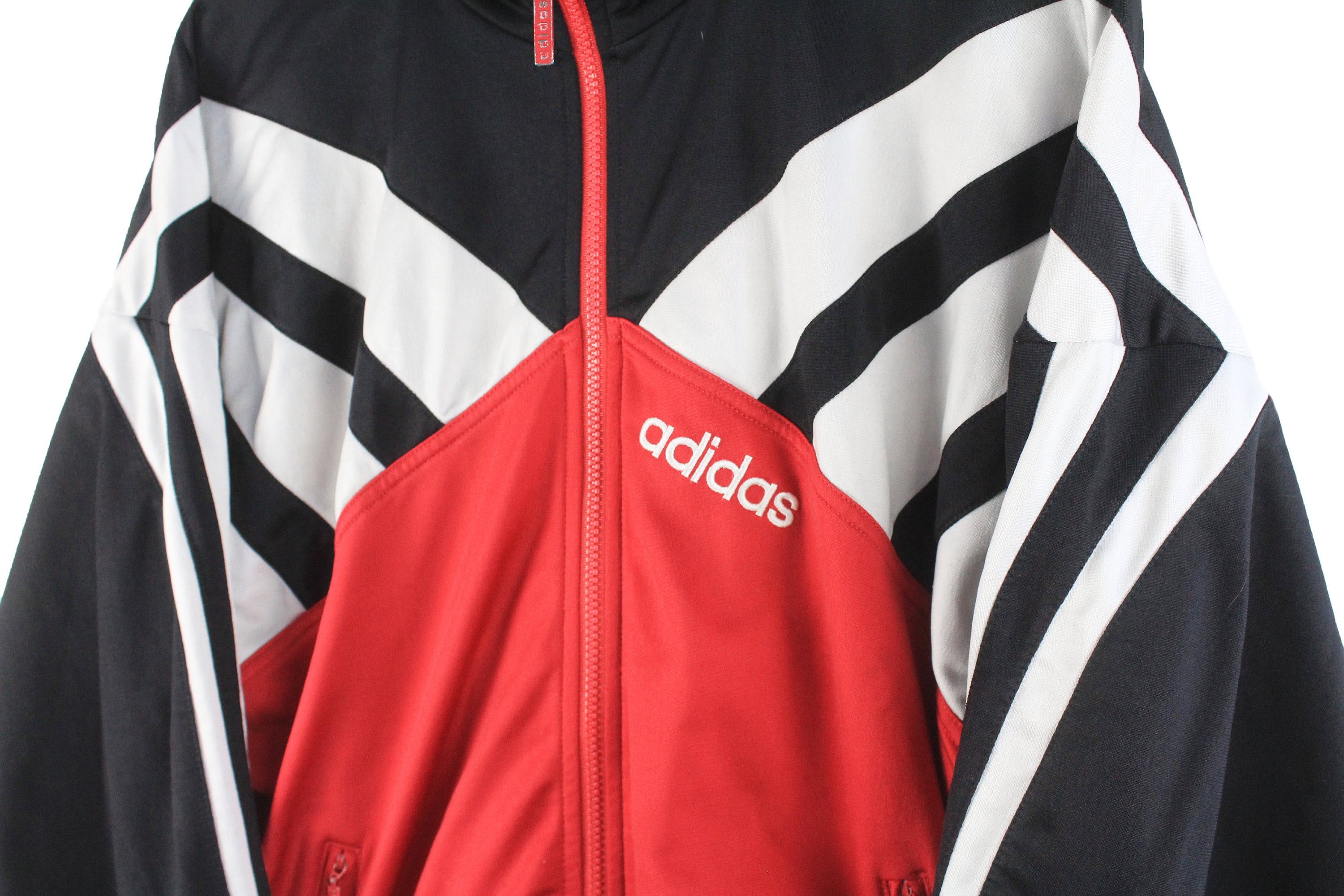 VINTAGE 80'S 90'S ADIDAS TRACK JACKET. RED, BLUE AND WHITE