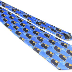 vintage LANVIN Paris Tie blue print necktie retro beautiful luxury gift for him accessories style silk made in France men&#39;s blue abstract