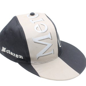 vintage MERCEDES McLaren Cap One Size authentic race team retro 90s F1 Formula 1 fun 90&#39;s black gray big logo wild style motor hat rare