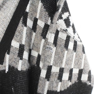 Vintage HUGO BOSS Sweater Size XL Men's Gray 90's Wool Retro Knitted ...