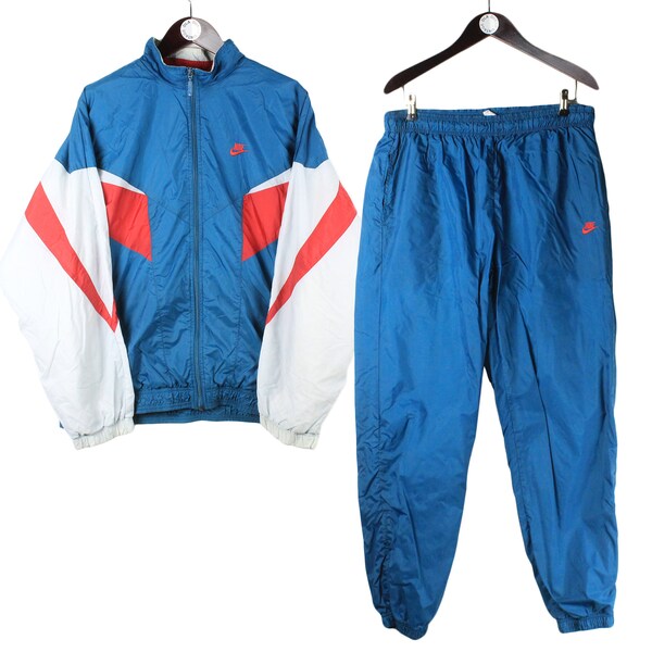 vintage NIKE tracksuit authentic Size M/L blue big logo retro sport style 90's windbreaker running streetwear classic athletic wear nylon