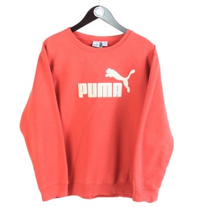 vintage PUMA sweatshirt authentic red pullover Size S men&#39;s athletic sport outfit retro wear big logo 90&#39;s streetwear cotton jumper crewneck