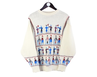 vintage ONE UP GOLF Sweater big logo men&#39;s clothing ski 80&#39;s 90&#39;s winter knitted jumper old school style Size S street style retro wear