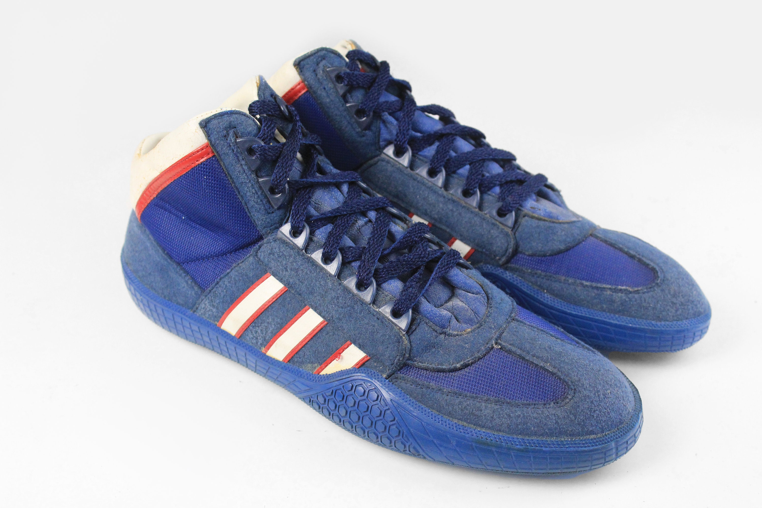 Vintage Adidas Wrestling Low Top Sneakers Authentic Size US 7 Men s Rare Retro Athletic Style Shoes 90s Boxing Streetwear Trainers Blue