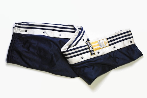 vintage ADIDAS men's Track button Pants blue yello
