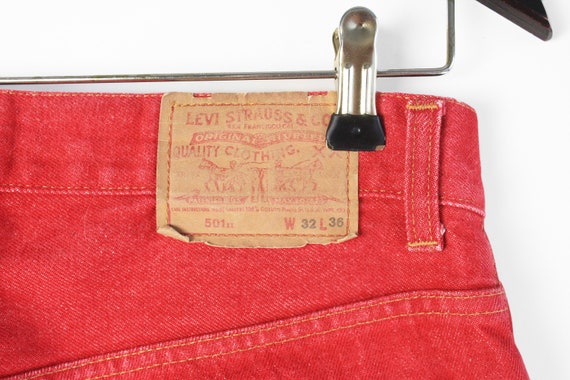 vintage LEVIS 501 JEANS authentic red Jean Pants … - image 7