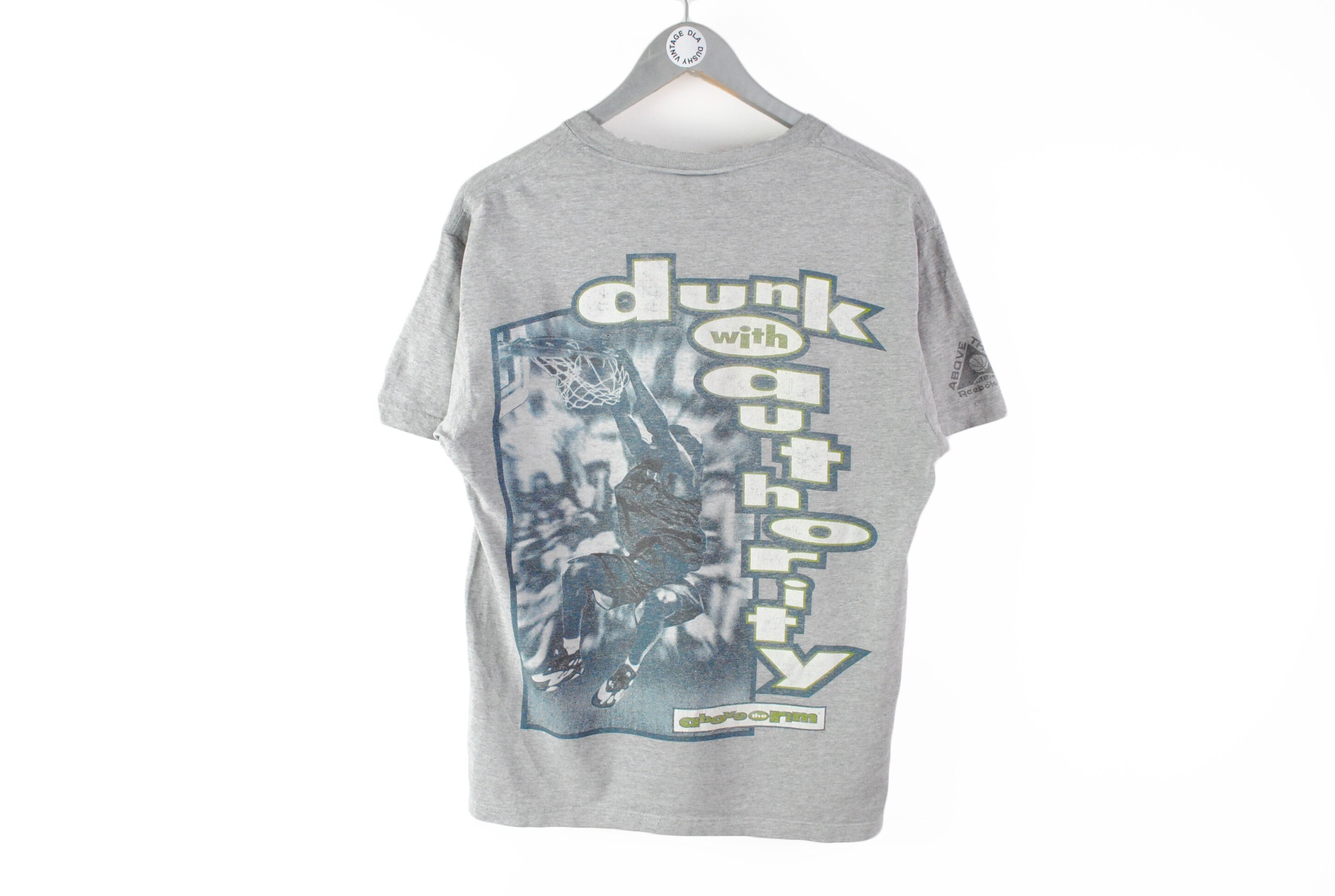 Vintage REEBOK Authentic T Shirt Gray Above the Rim Dunk