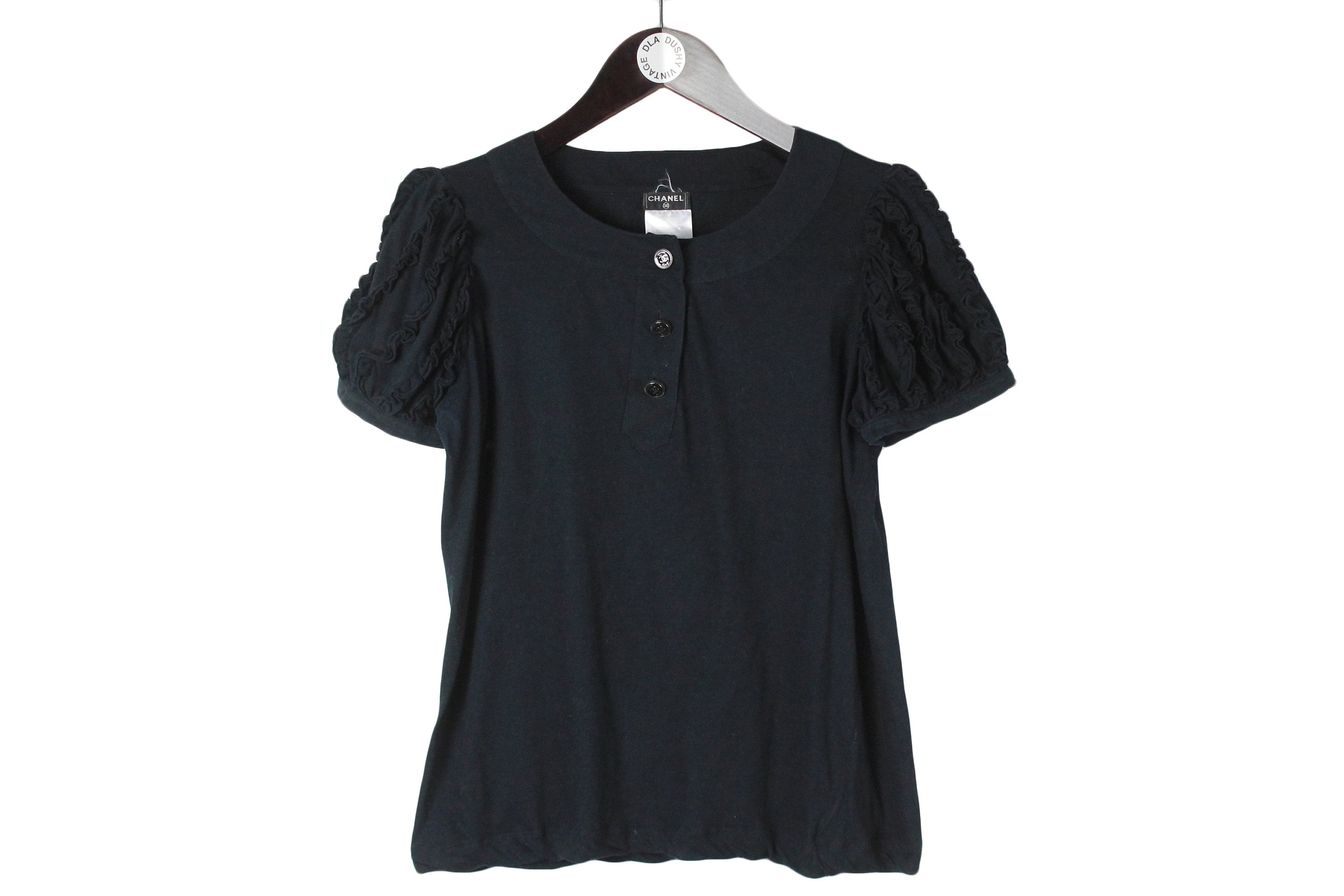 Vintage CHANEL T-shirt Size Women's S Retro Clothing Rare 