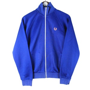 vintage FRED PERRY Track Jacket Size S retro casual football style clothing 00&#39;s wear authentic rare athletic blue small logo sport cardigan