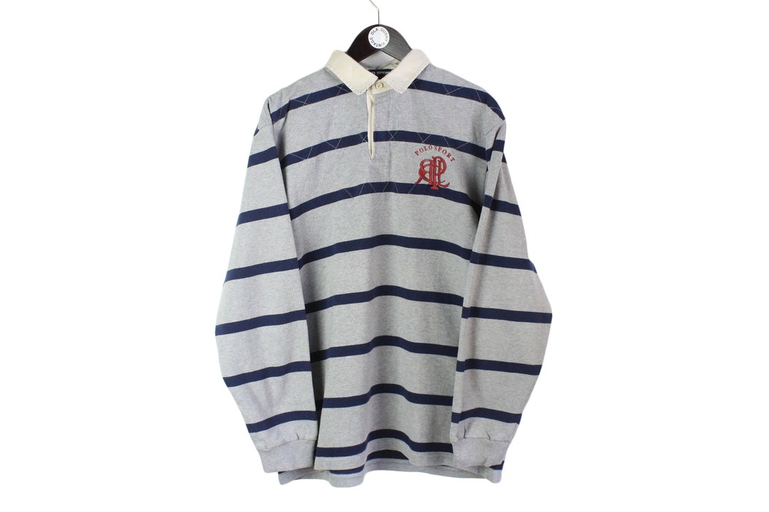 期間限定セール by SPORT POLO Vintage Ralph Blue Gray Shirt Rugby Lauren ウェア