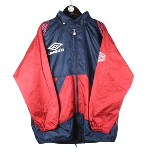 vintage UMBRO Jacket men&#39;s Size XL retro 90s sport wear blue red oversized classic athletic football style streetwear clothing winter
