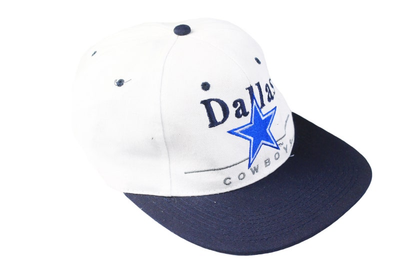 vintage COWBOYS DALLAS hat big logo nfl team one size cap retro authentic USA football 90s summer sport blue white cap sun visor image 1