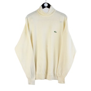 vintage LACOSTE turtleneck sweatshirt Size XL men&#39;s yellow casual streetwear retro street style wear 90&#39;s long sleeve jumper sweater